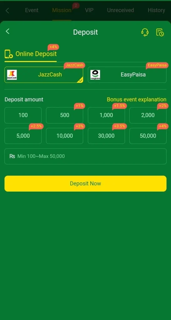 Alano Fishing Deposit Method